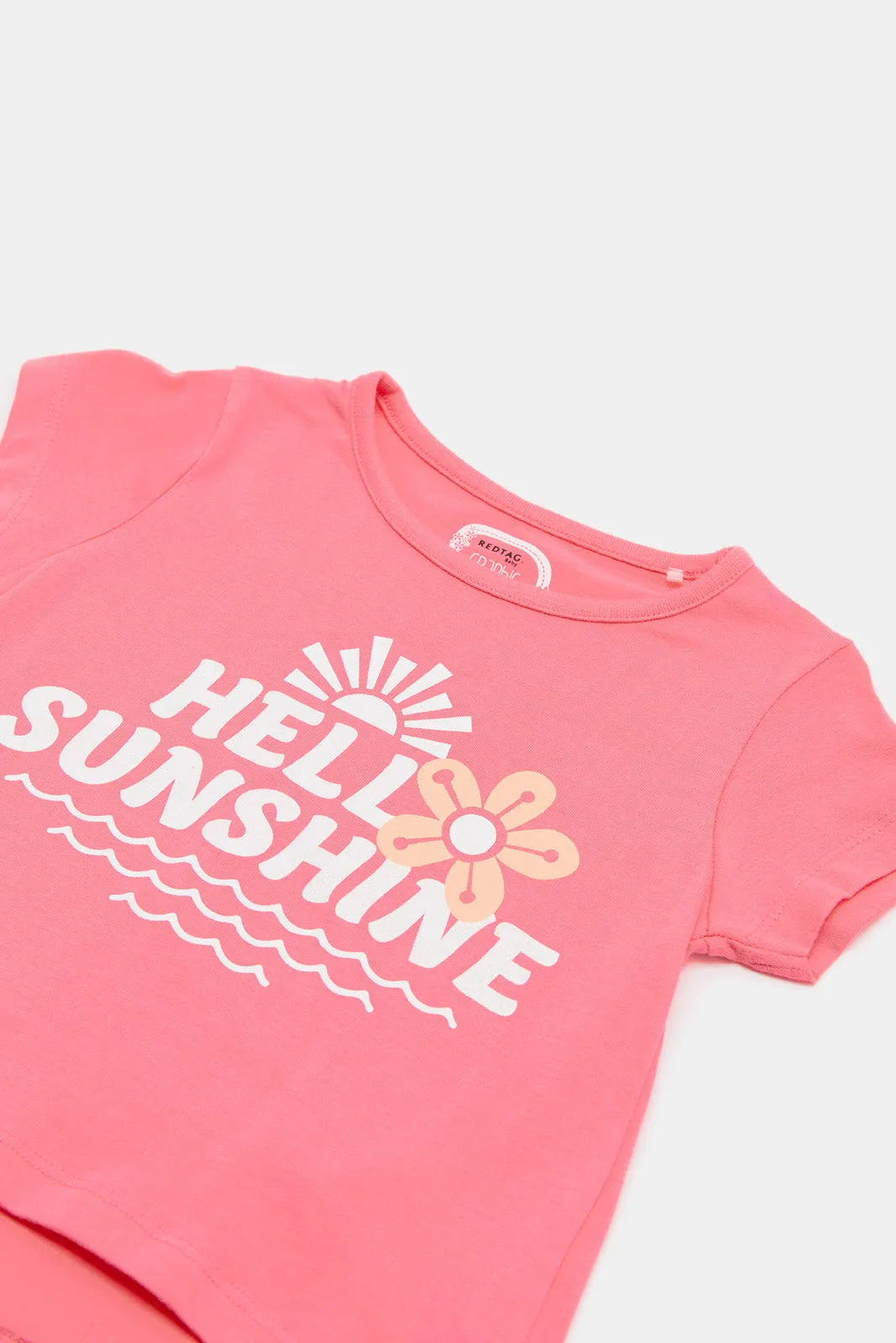 Infant Girls Pink Hello Sunshine Print T-Shirt