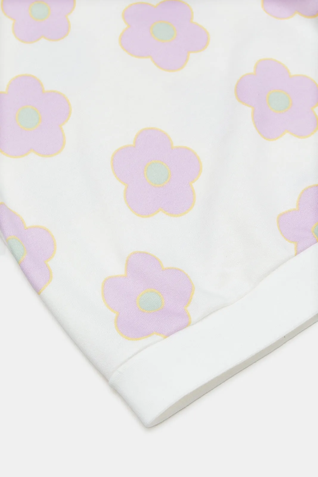 Infant Girls White Floral Print Sweatshirt