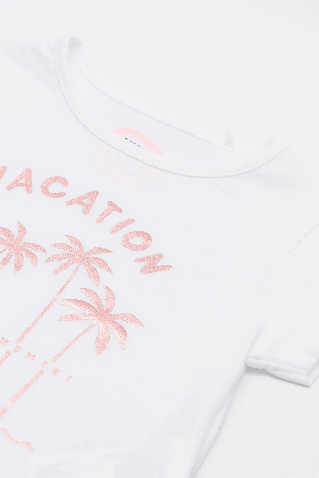 Infant Girls White Palm Print T Shirt