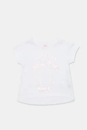Infant Girls White Palm Print T Shirt
