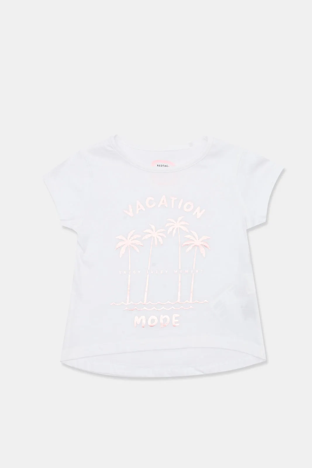 Infant Girls White Palm Print T Shirt