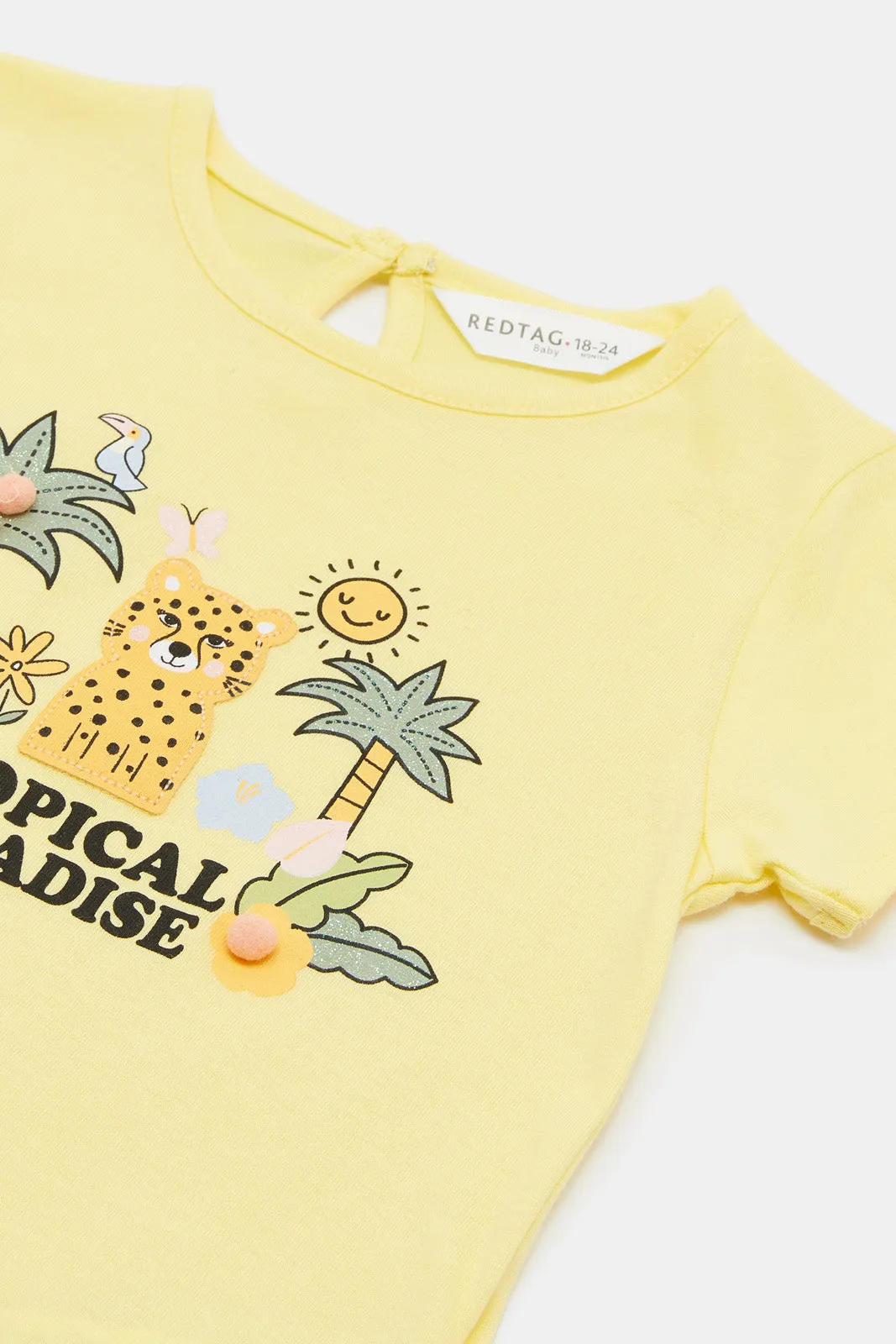 Infant Girls Yellow Placement Print T-Shirt
