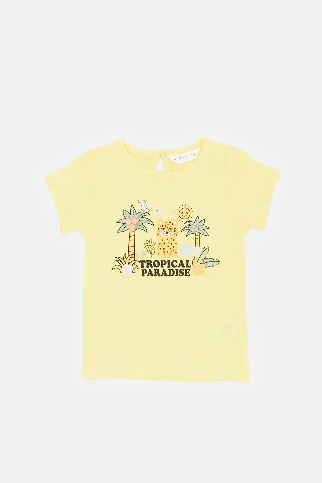Infant Girls Yellow Placement Print T-Shirt