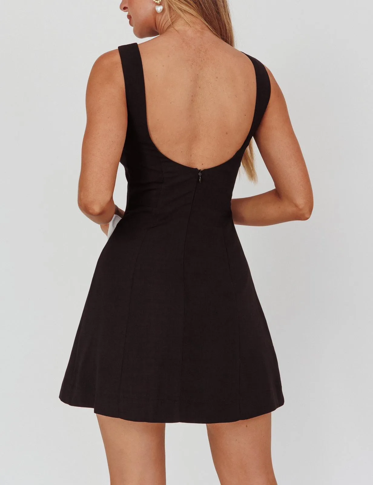 Isla Noir Mini Dress- Midnight Charm Bow Slit Dress