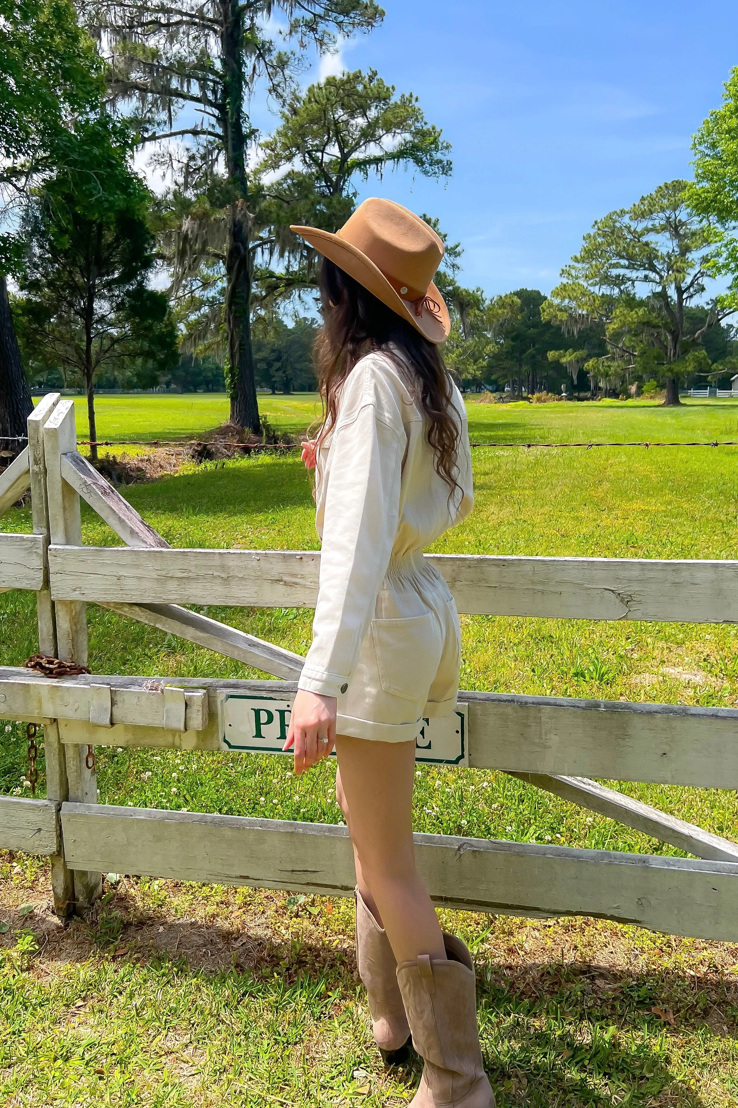 Jayde Salt Long Sleeve Denim Romper