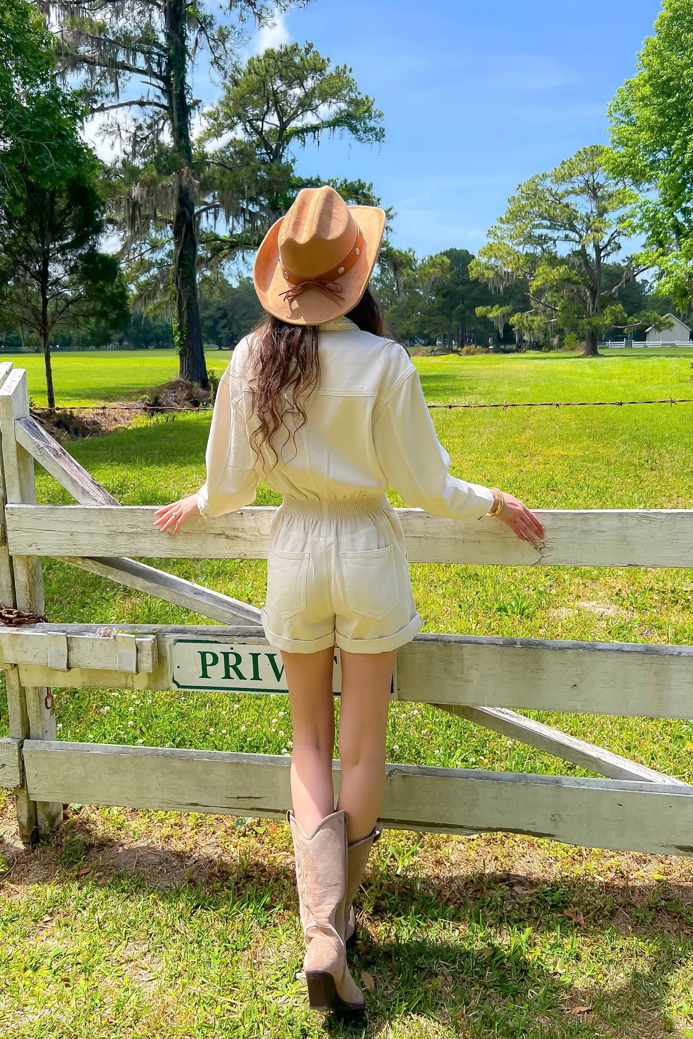 Jayde Salt Long Sleeve Denim Romper