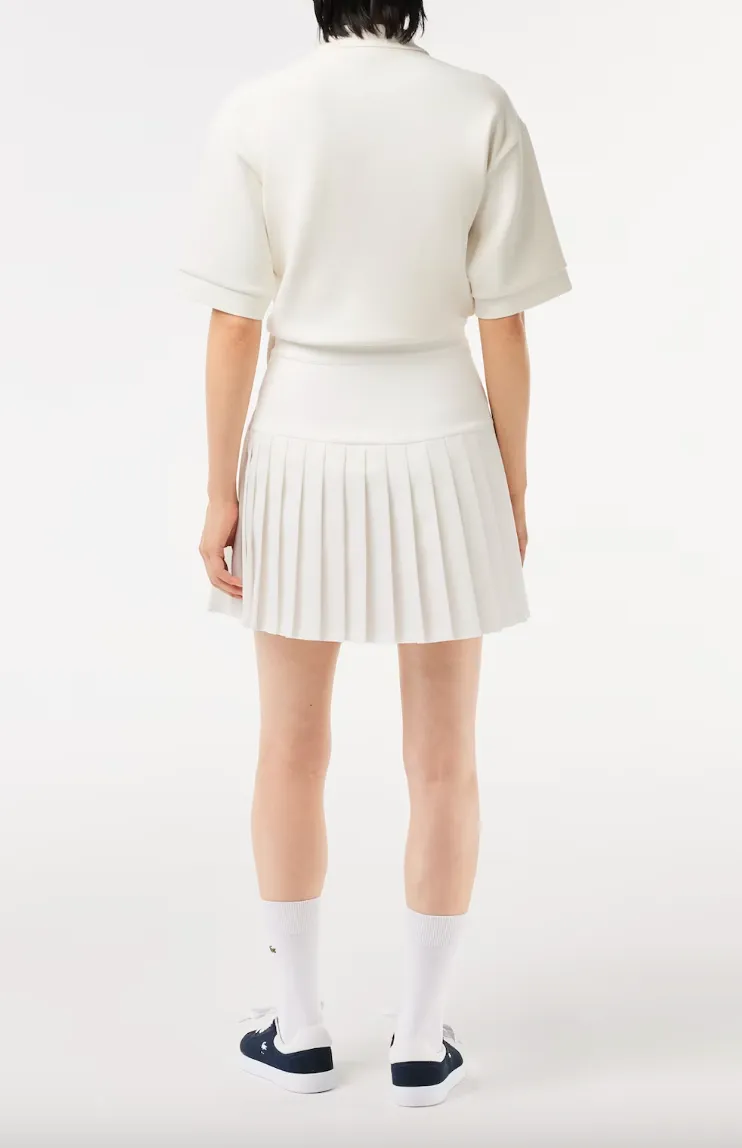 Lacoste Pleated Button Waist Skirt in White - FINAL SALE
