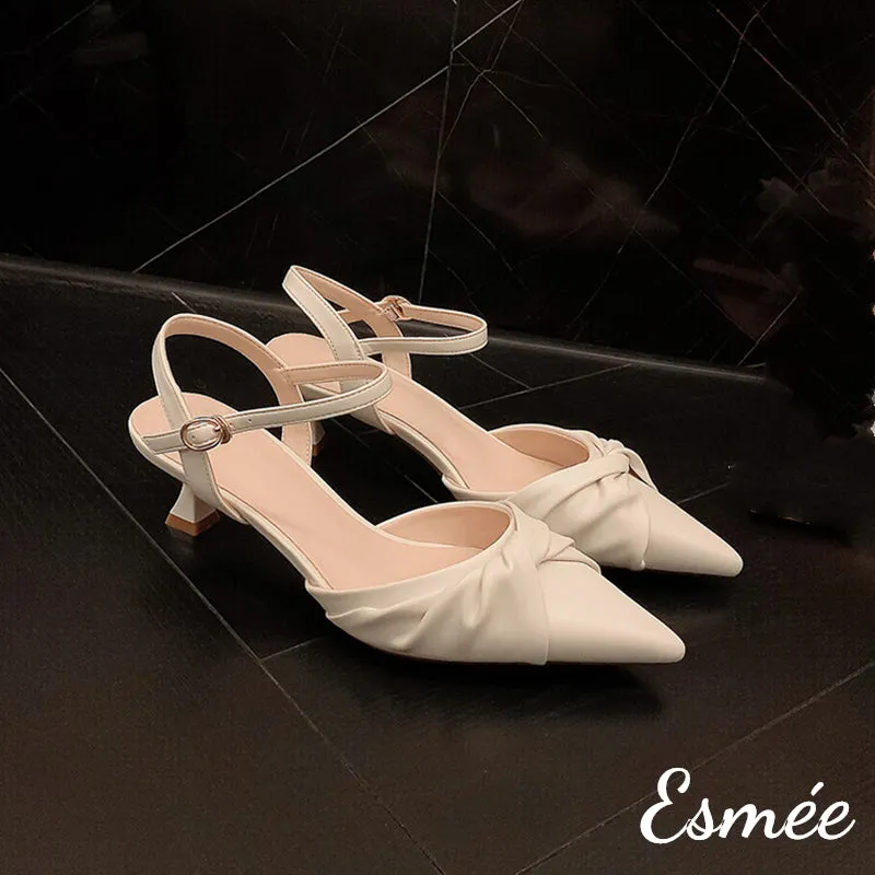 Leather High Heel Sandals with Special Design