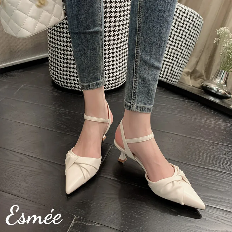 Leather High Heel Sandals with Special Design