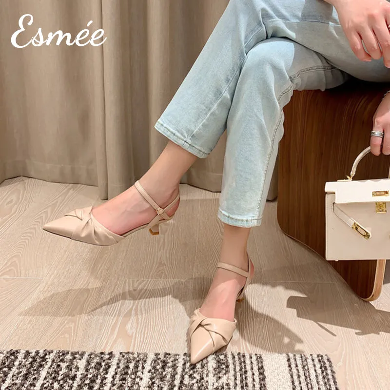 Leather High Heel Sandals with Special Design