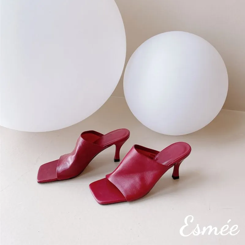 Leather High Heel Sandals with Stiletto Heels