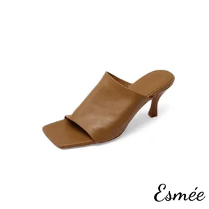 Leather High Heel Sandals with Stiletto Heels