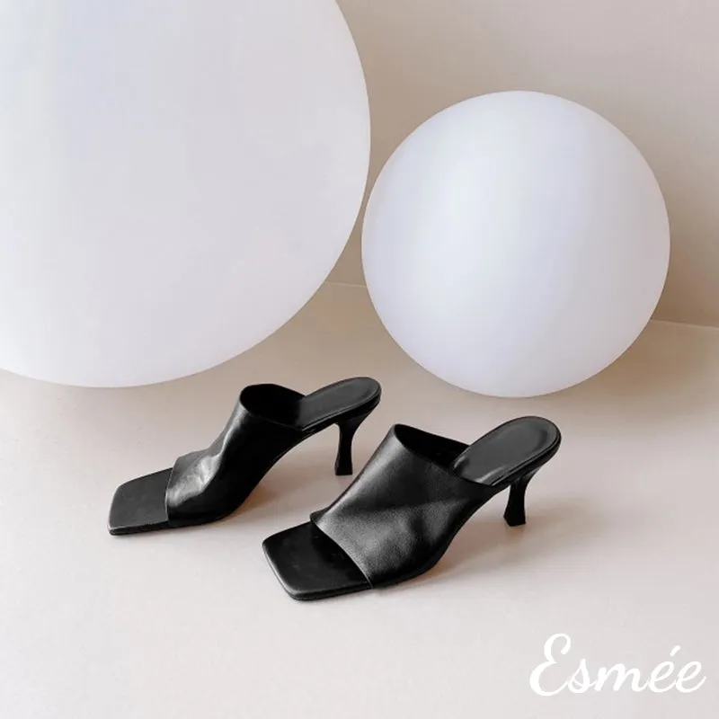 Leather High Heel Sandals with Stiletto Heels
