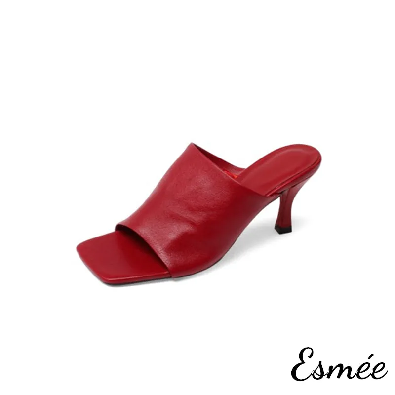 Leather High Heel Sandals with Stiletto Heels