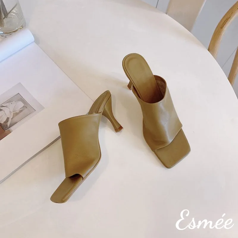 Leather High Heel Sandals with Stiletto Heels