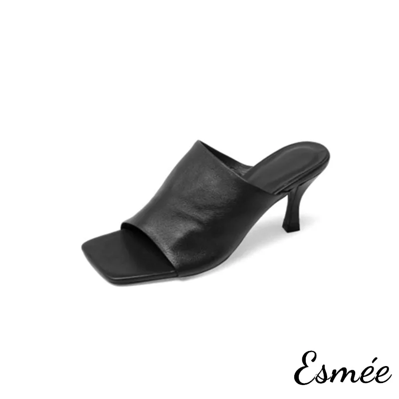 Leather High Heel Sandals with Stiletto Heels