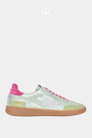 MELINE CRACKLED GREEN METALLIC LEATHER - LOW PROFILE TRAINERS