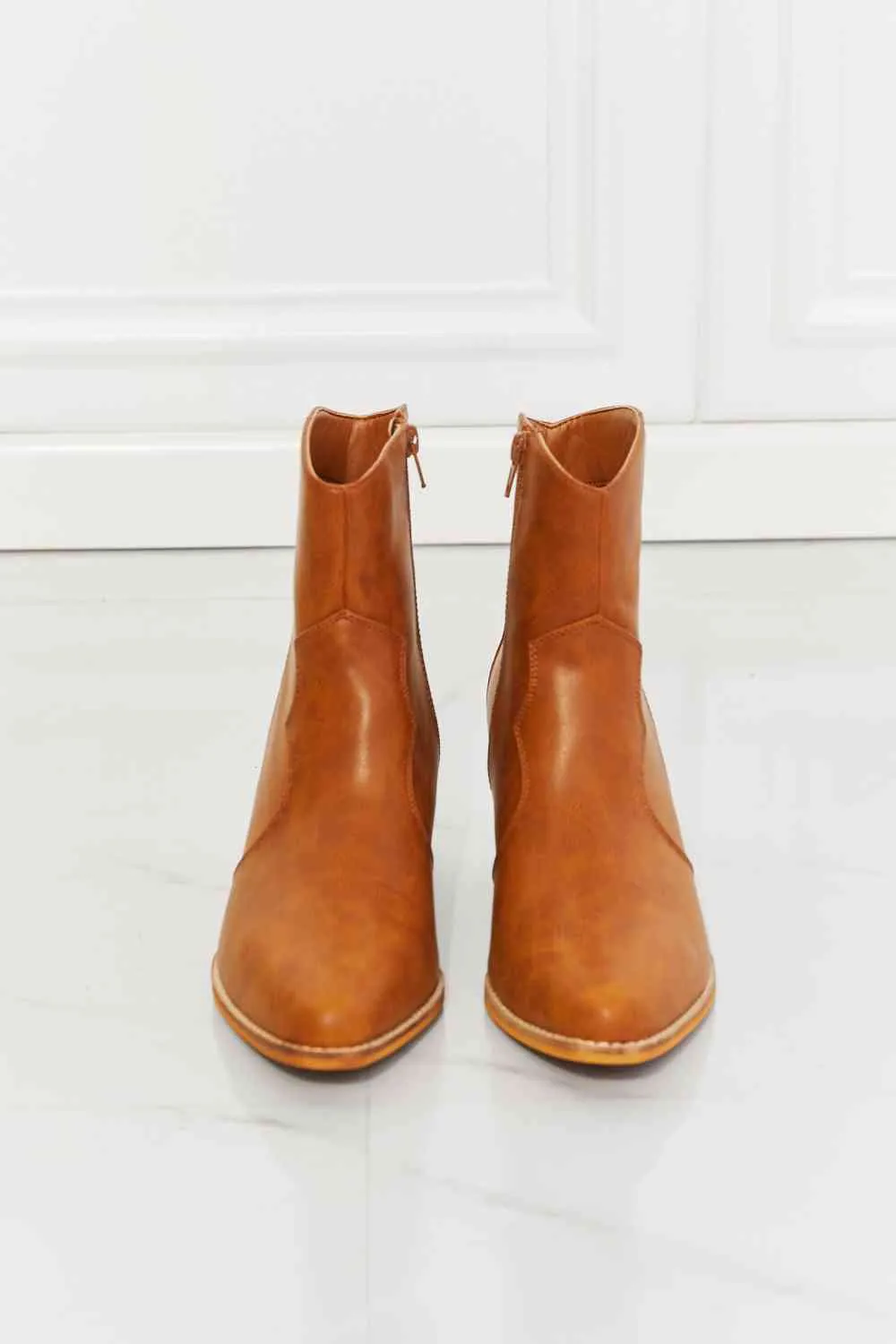MMShoes Faux Leather Western Ankle Bootie Boots Orche Tan Color Watertower Town