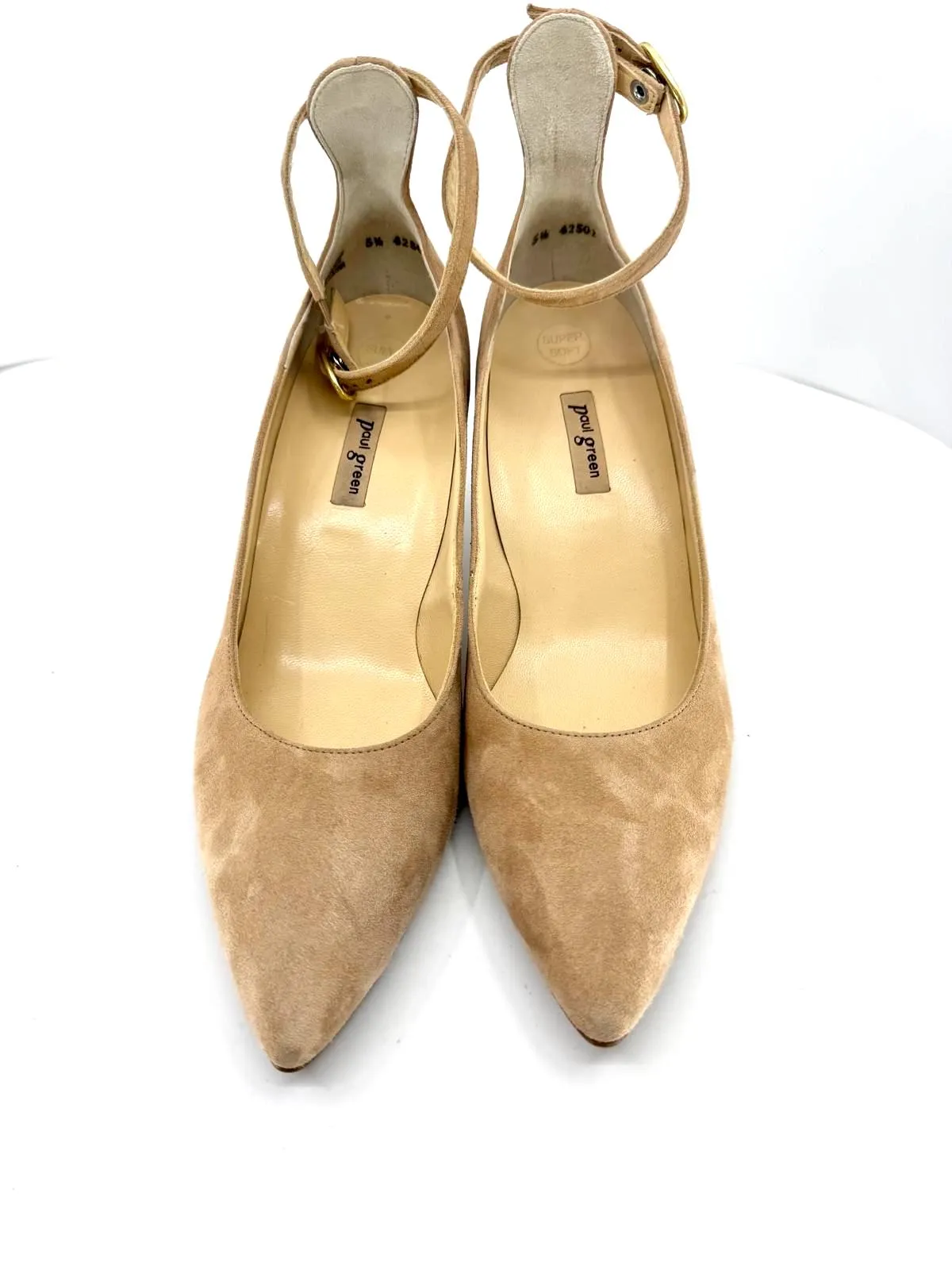 PAUL GREEN ANNIE DEER SUEDE ANKLE STRAP PUMPS