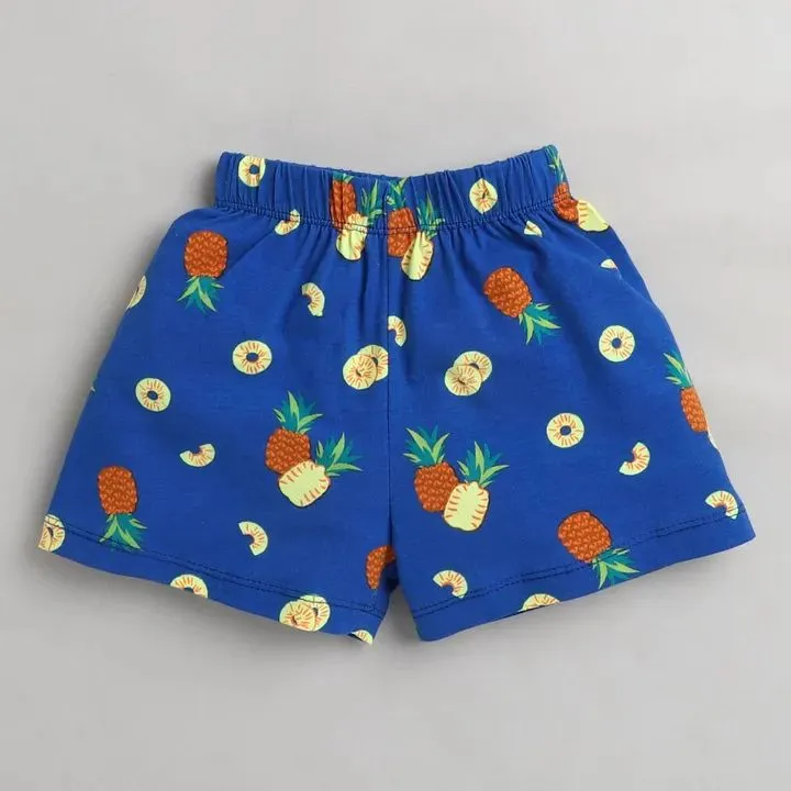 Pineapple Printed Shorts - Blue