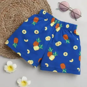 Pineapple Printed Shorts - Blue