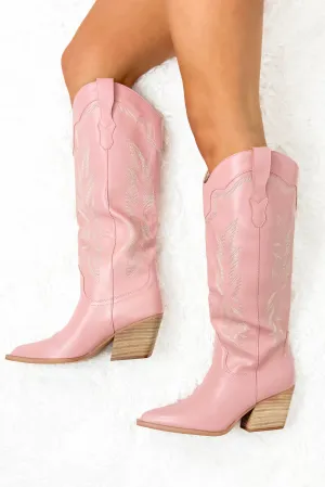 Pink Skies Stitched Western Boots