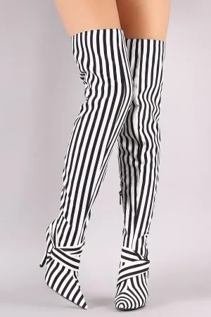 Pointy Toe Knotted Accent Over-The-Knee Stiletto Boots