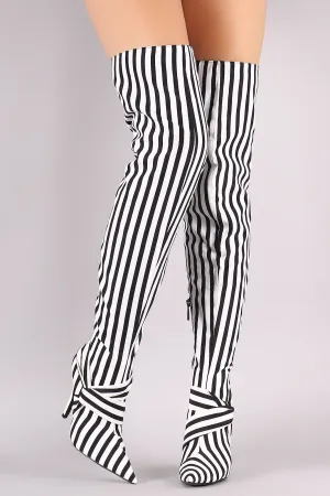 Pointy Toe Knotted Accent Over-The-Knee Stiletto Boots
