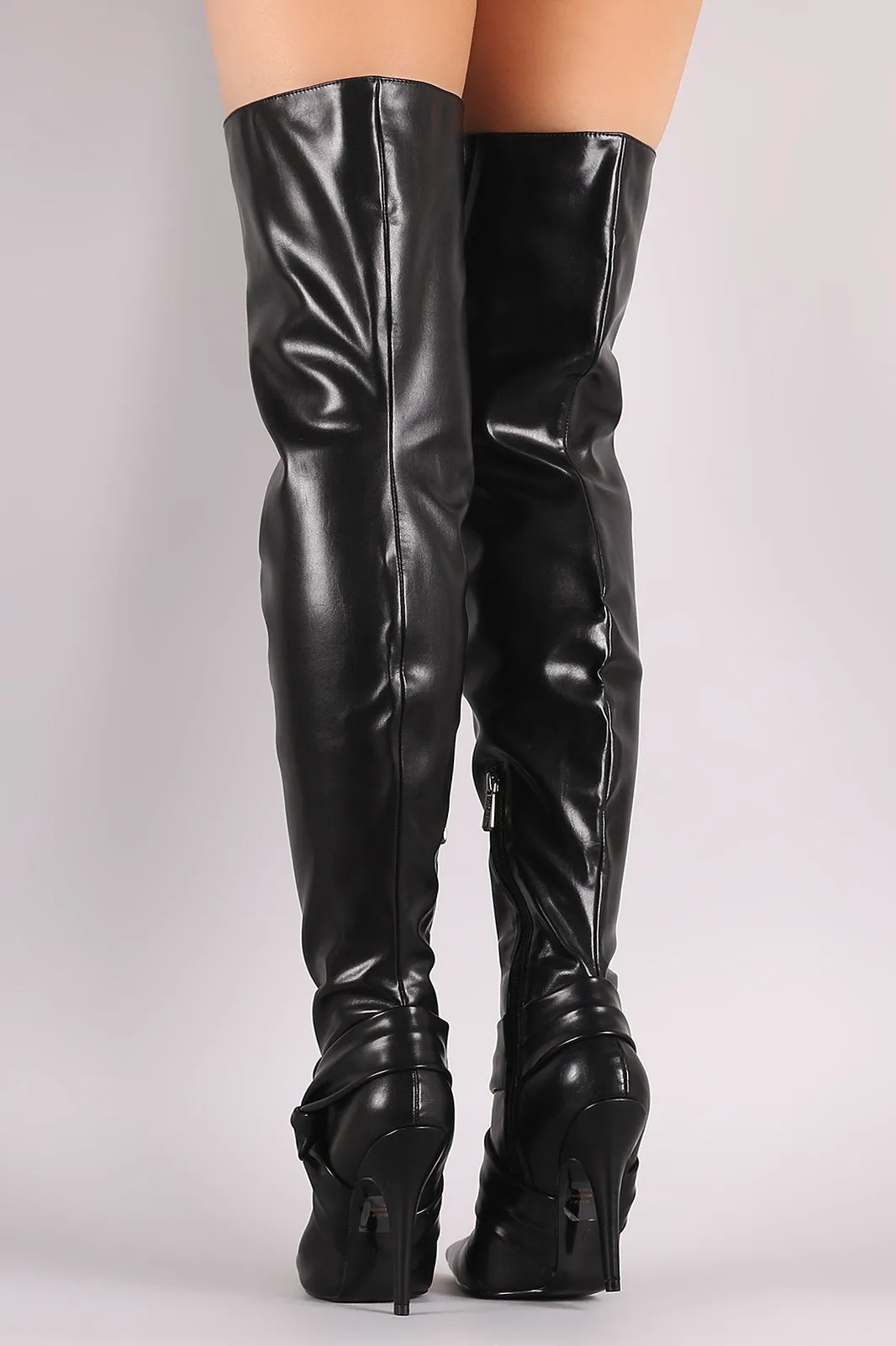 Pointy Toe Knotted Accent Over-The-Knee Stiletto Boots