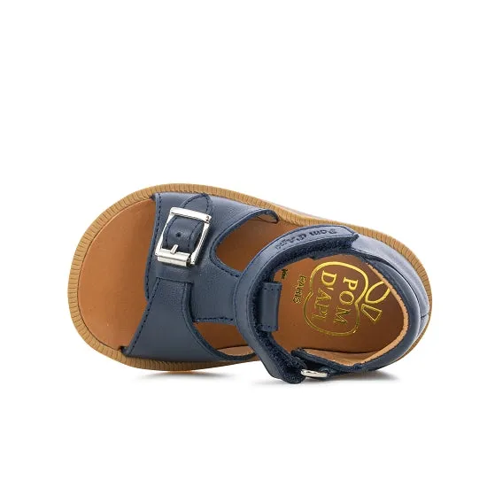 Pom D Api Navy Leather 'Poppy Easy' Sandals