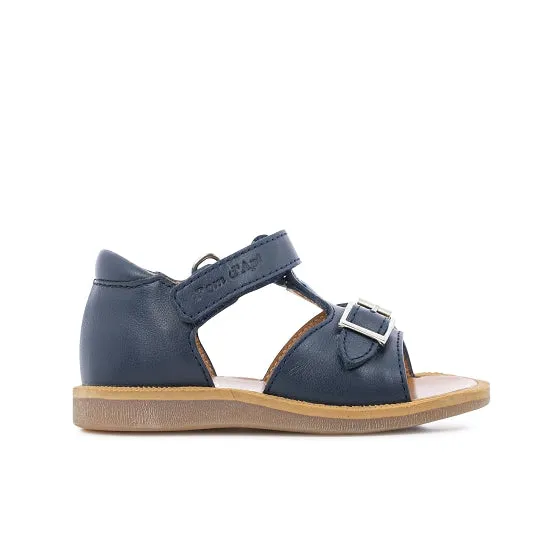 Pom D Api Navy Leather 'Poppy Easy' Sandals