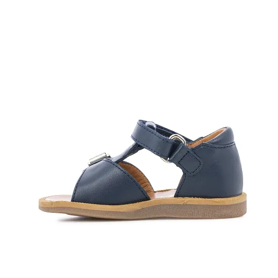Pom D Api Navy Leather 'Poppy Easy' Sandals