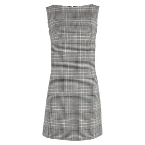 Prada Plaid Mini Sleeveless Shift Dress in Grey Wool