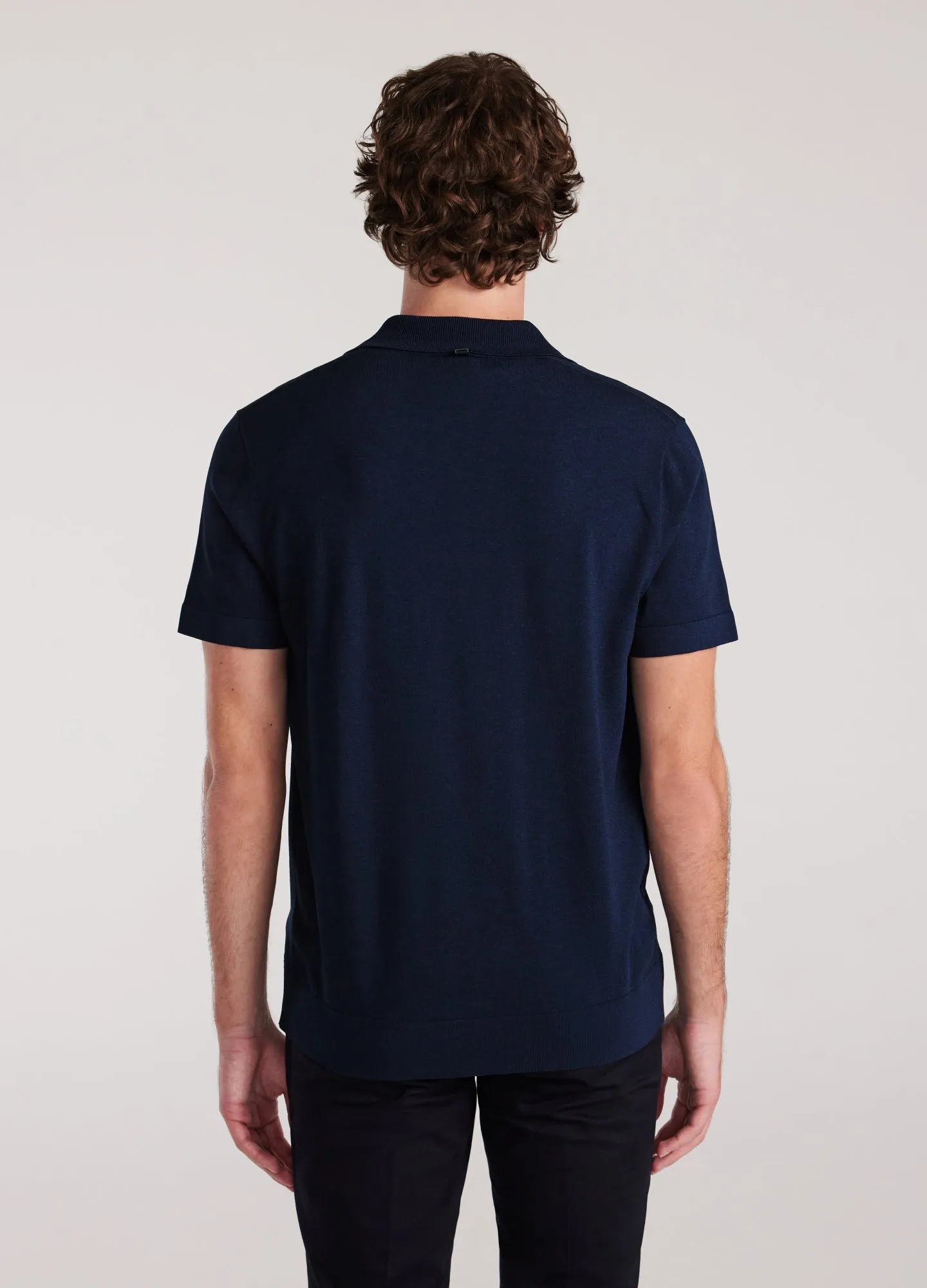 Rib Collar Tech Knit Polo Delft Blue