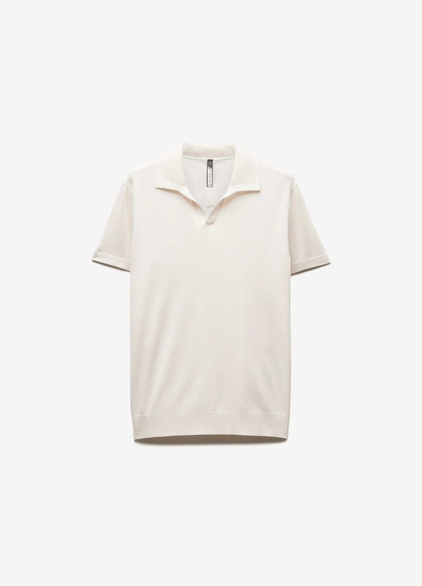 Rib Collar Tech Knit Polo Parchment