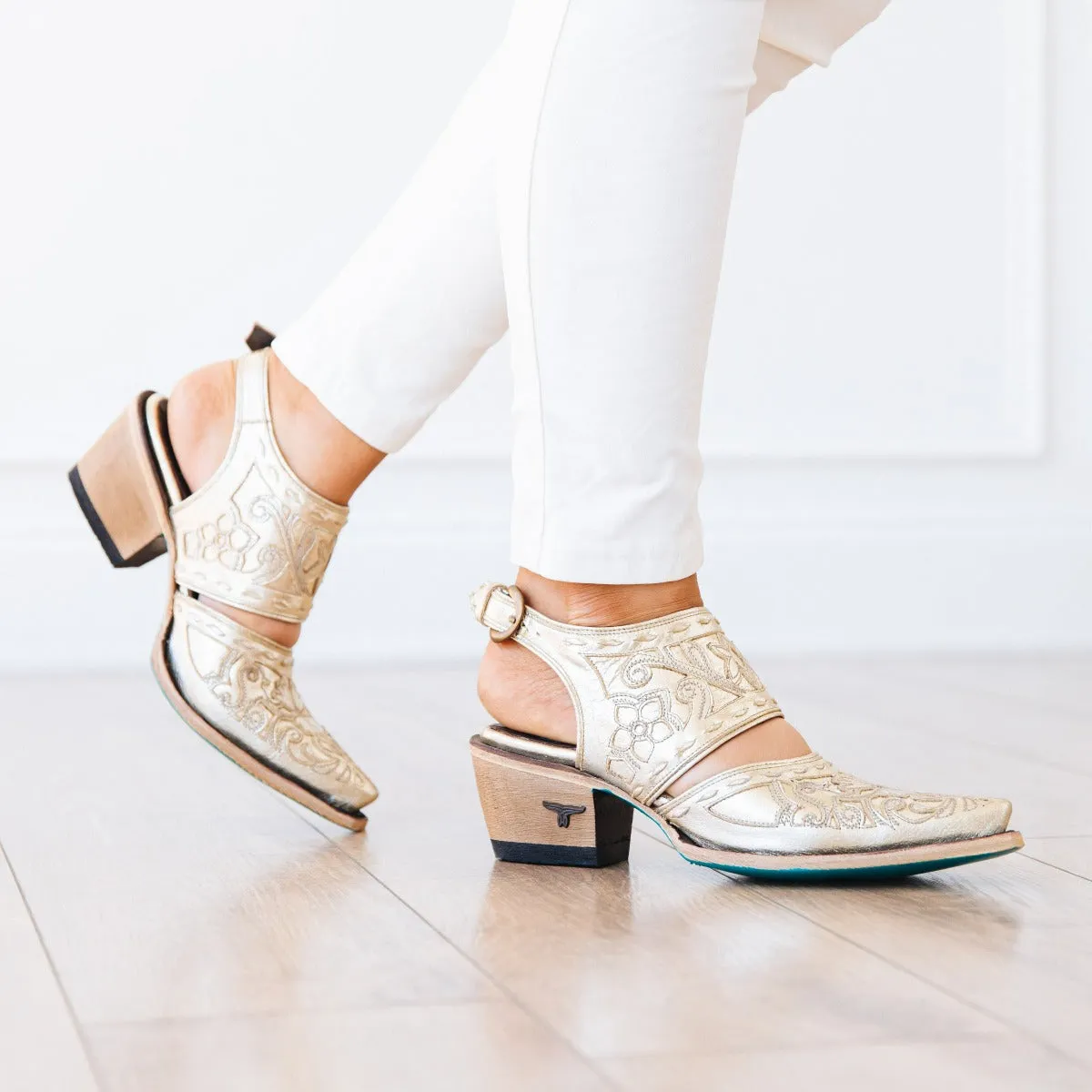 Robin Slingback Mule in Champagne Metallic
