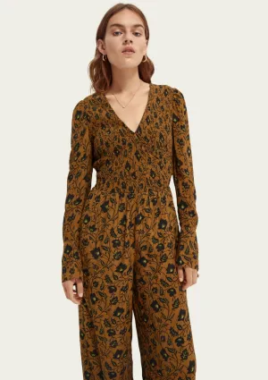 Smocked Printed Jumpsuit | Scotch & Soda