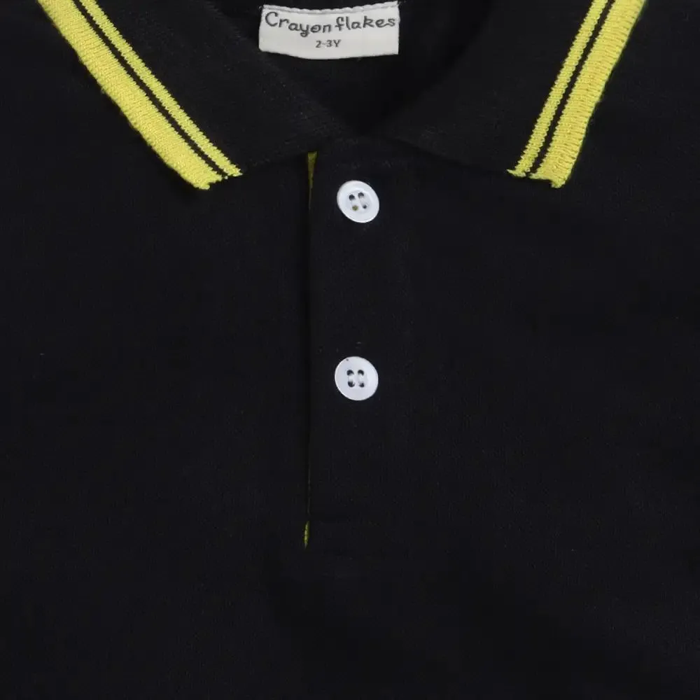 Solid Polo Collar Tshirt - Black