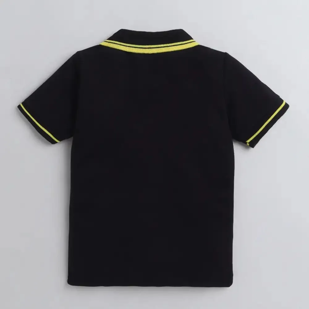 Solid Polo Collar Tshirt - Black