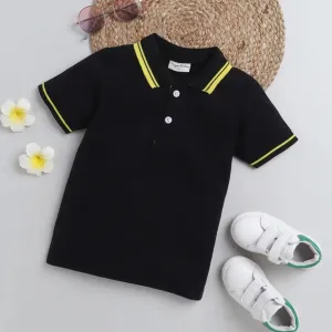 Solid Polo Collar Tshirt - Black