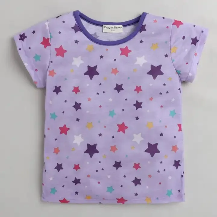 Stars Printed Top - Purple