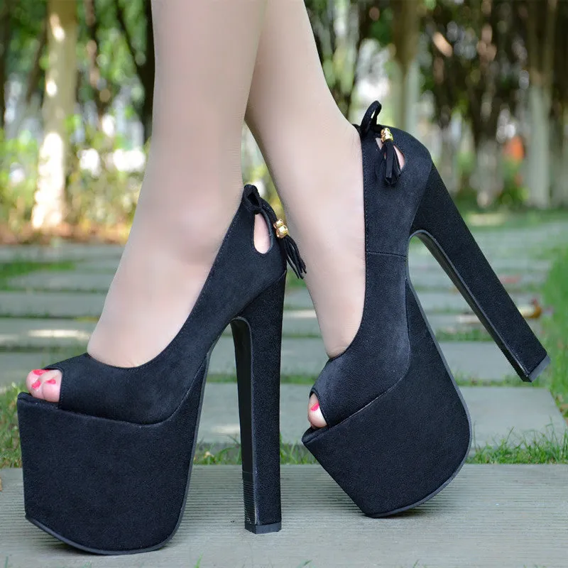 Tassel Peep-toe Supper High Heels Platform Sandals