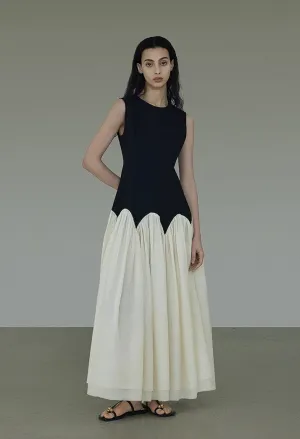 Two-Tone Sleeveless Flowy Maxi Dress
