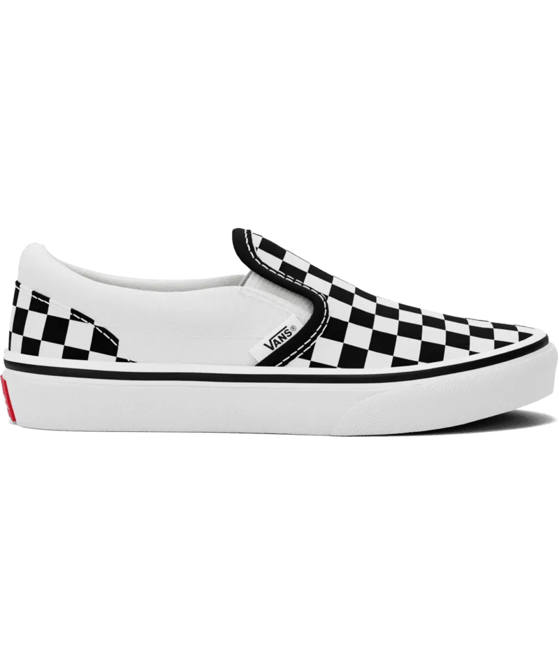 VANS Kids Classic Slip-On Checkerboard Shoes Black/True White