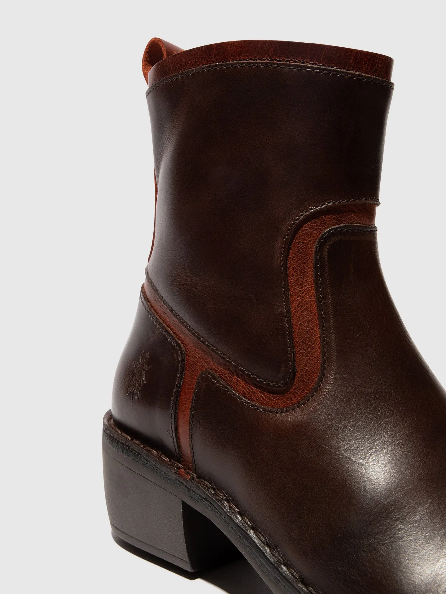 Zip Up Ankle Boots MIZI102FLY DK BROWN/BRICK
