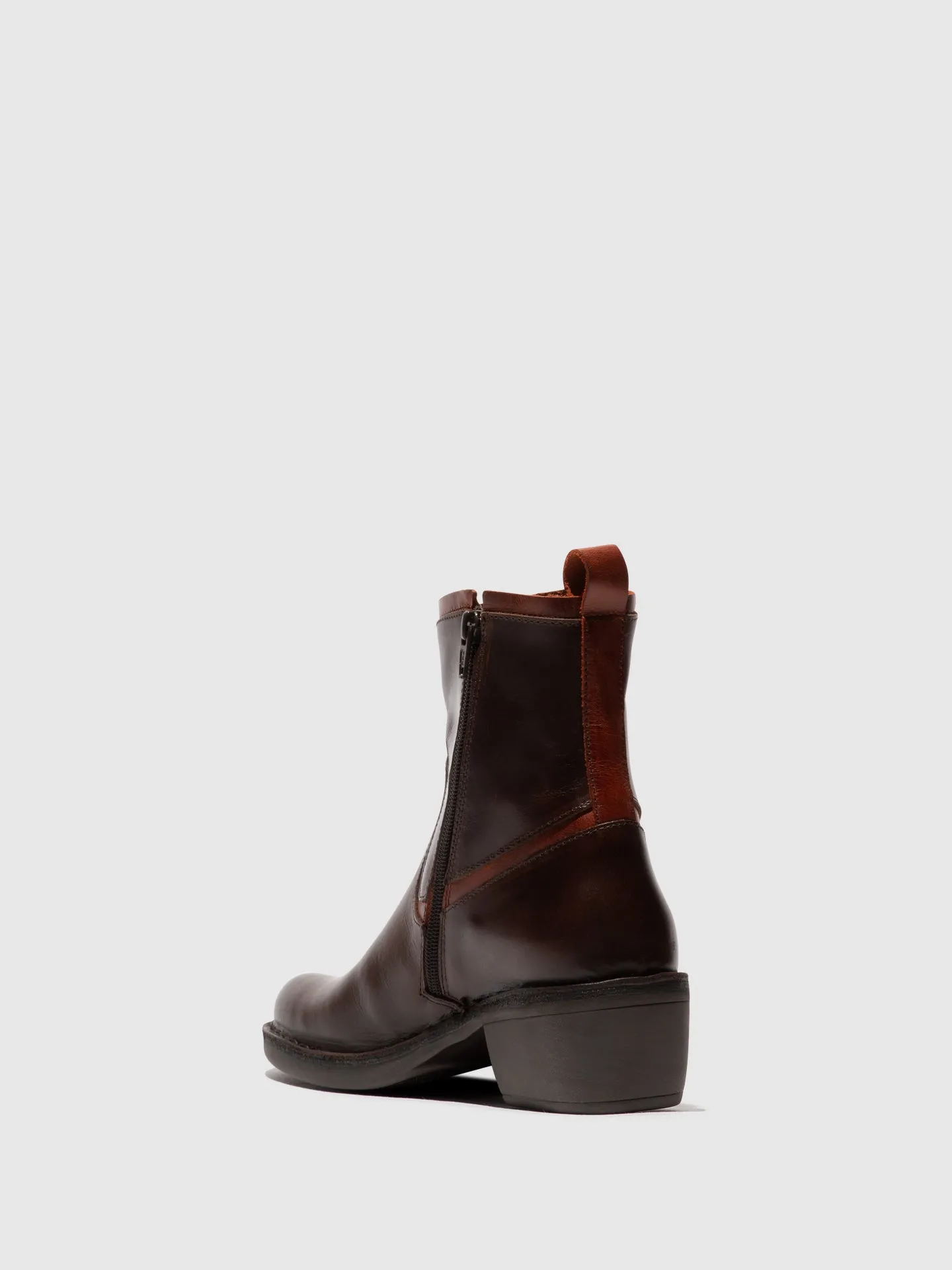 Zip Up Ankle Boots MIZI102FLY DK BROWN/BRICK